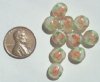 10 9x6mm White with Flower Lampwork Disks